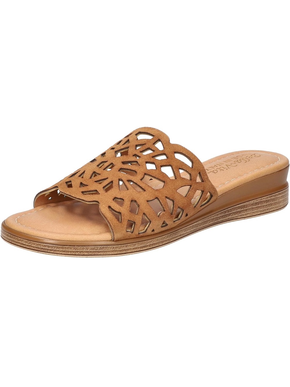Bella Vita Women's Tan Laser-Cut Slip-On Sandal